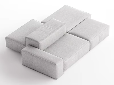 Modern Gray Upholstered Modular Sectional Sofa with Multiple Seating Sections 3d model