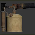 Antique Brass Blowtorch Weapon With Vintage Metal Pipe And Base Design