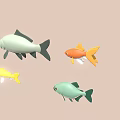 Collection of Colorful Cartoon Fish in Various Colors Red Green Yellow and Orange