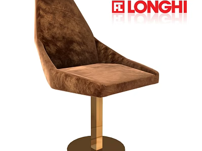 Brown Velvet Single Chair with Elegant Golden Metal Base by LONGHI 3d model
