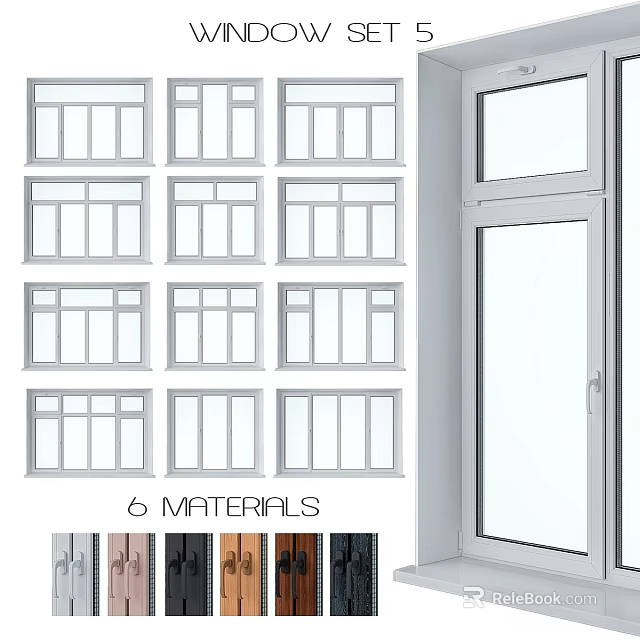 Casement Windows With 6 Different Materials And Various Home Design Styles 3d model 