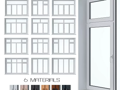 Casement Windows With 6 Different Materials And Various Home Design Styles 3d model