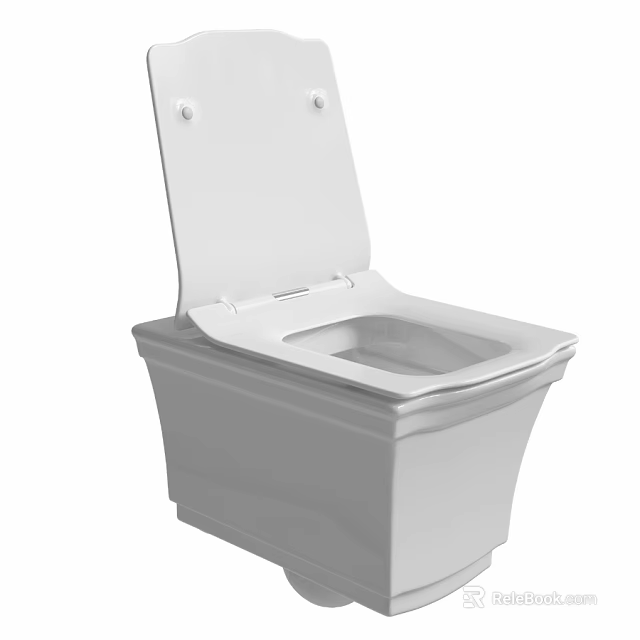 Modern White Ceramic Toilet With Open Lid And Sleek Design Features 3d model 