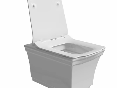 Modern White Ceramic Toilet With Open Lid And Sleek Design Features 3d model
