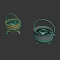 Gold And Silver Electric Cooker Pots With Handles And Decorative Patterns