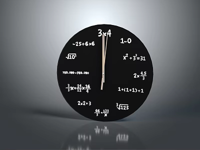 Unique Decorative Wall Clock With Mathematical Equations And Black Surface Design 3d model