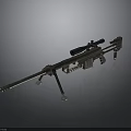 Tactical Sniper Rifle With Long Barrel Mounted Scope And Bipod Stand