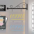 Café Decorative Lights With Neon Coffee Sign Yellow Blue Glow Wall Mounted Design
