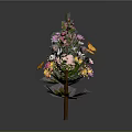 Decorative Floral Arrangement with Colorful Flowers Green Leaves and Butterflies