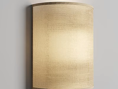 Beige Textured Cylindrical Wall Lamp With Fabric Shade And Soft Light 3d model