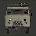 Vintage Van Model With Rusty Worn Beige Blue Paint Roof Rack Tire And Side Ladder