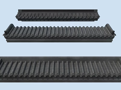 Building Exterior Wall Featuring Traditional Black Roof Tiles In Different Architectural Designs 3d model