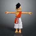 Anime Character Figure With Spiky Black Hair Orange Sash White Pants And Arms Outstretched