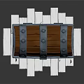 Classic Vintage Wooden Chest With Metal Accents Rivets And White Base