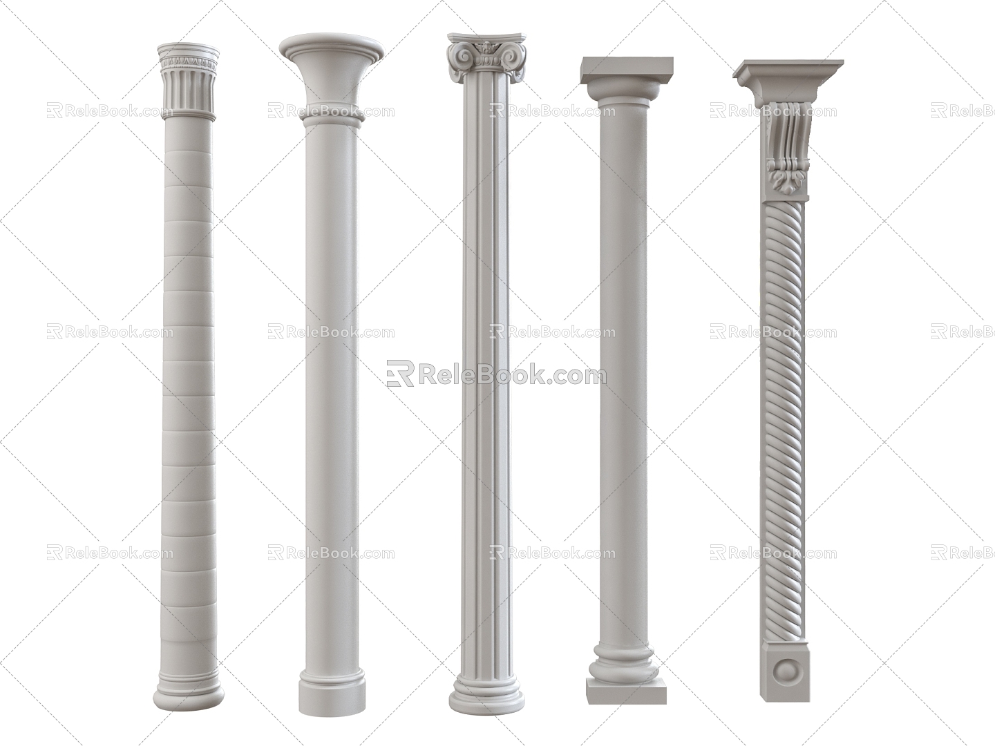 European Column Roman Column Gypsum Column Gypsum Line Cylindrical Square Column 3d model