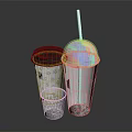 Fresh Beverage Cups With Black Lid And Colorful Dome Cover For Cold Drinks