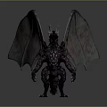 Mythical Dragon Game Movie Character With Large Wings Spiked Horns And Scaled Body