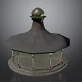 3D Model Gazebo Structure With Dome Top Decorative Ball And Pillar Base