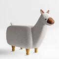 Adorable White Llama Shaped Kids Chair With Plush Surface And Wooden Legs