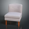 Light Gray Upholstered Single Seater Sofa With Button Tufted Back And Orange Wooden Legs
