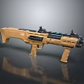 Tactical Brown Assault Weapon With Scope Mount And Ergonomic Handle Design 3d model