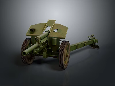 Green Military Vintage Cannon With Wheels And Classic Design Features 3d model
