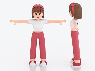 Cartoon Character Cartoon Girl Cartoon Woman 3d model