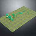 Outdoor Children's Playground Design With Green Slide Swings Climbing Frame And Grass Area