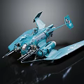 Blue Sci Fi Airplane Model With Unique Wing Design And Metallic Finish 3d model