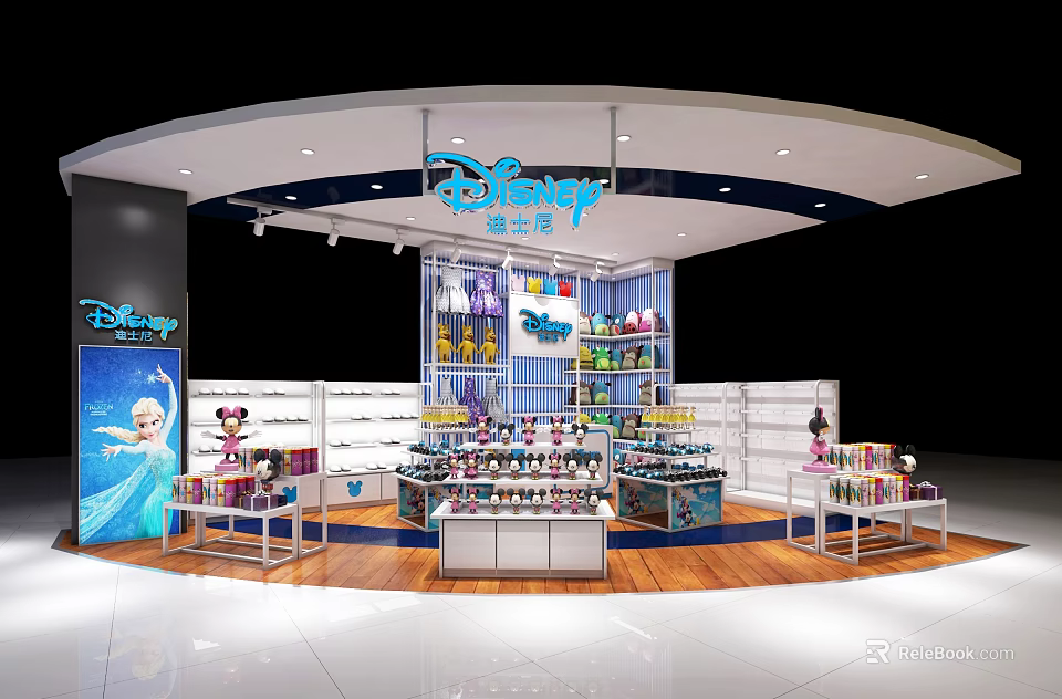 Disney Themed Shopping Mall Store with Toys Accessories and Display Shelves 3d model 