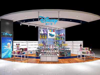 Disney Themed Shopping Mall Store with Toys Accessories and Display Shelves 3d model