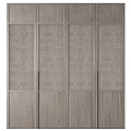 Modern Wooden Wardrobe With Woven Texture Panel Doors And Light Wood Finish