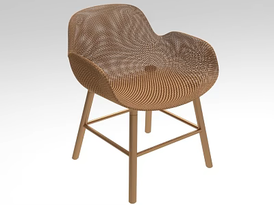 Modern Woven Single Chair with Wooden Legs and Minimalist Design Elements 3d model