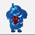 Cute Blue Elephant Doll Holding Red Heart With Smiling Expression Design
