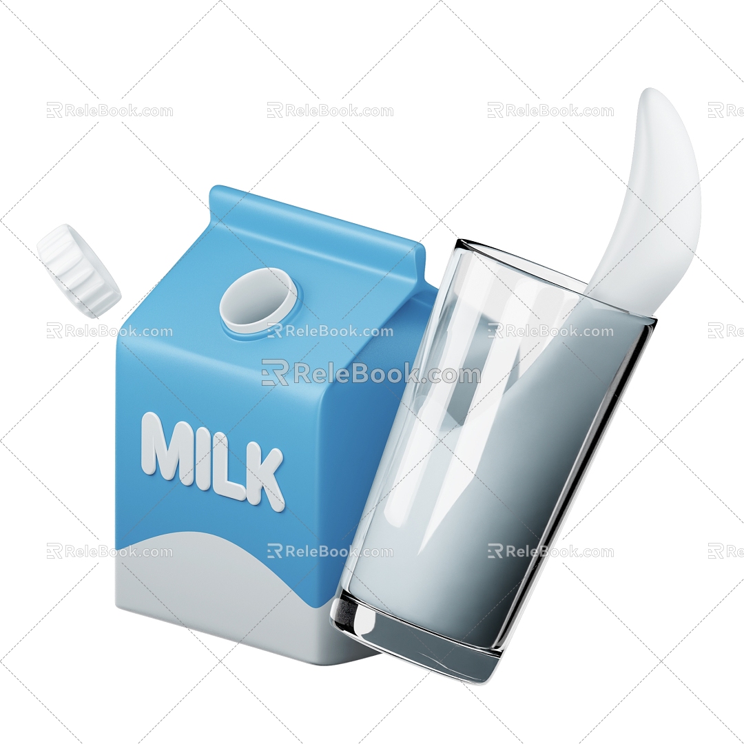 Modern Milk Cartoon Milk Drink 3d model