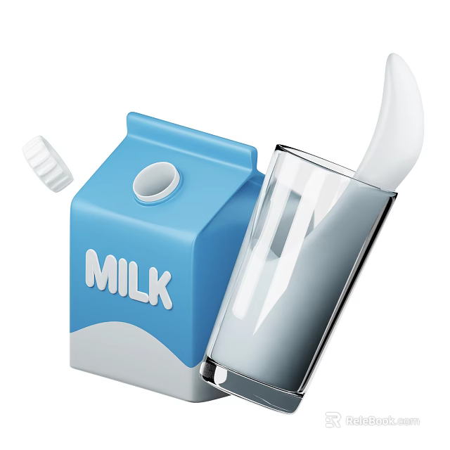 Fresh Milk Pouring From Carton Into Clear Glass Container For Daily Drink 3d model 