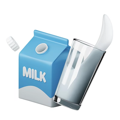 Fresh Milk Pouring From Carton Into Clear Glass Container For Daily Drink 3d model