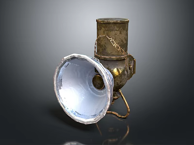 Vintage Furniture Brass Table Lamp With Transparent Shade And Chain Detail 3d model