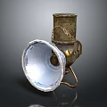 Vintage Furniture Brass Table Lamp With Transparent Shade And Chain Detail