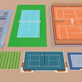 Indoor Badminton Hall Floor Design With Multiple Different Colorful Courts
