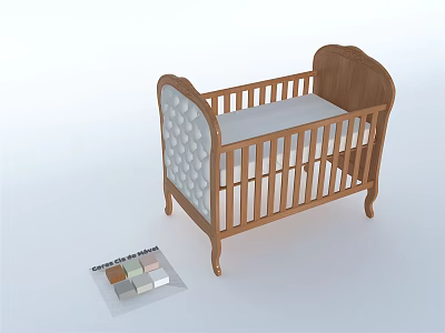Wooden Baby Crib With Curved Headboard And Color Swatch Options 3d model