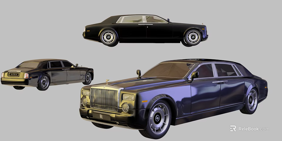 Elegant Luxury Sedans With Classic Design Chrome Grille And Glossy Exterior 3d model 