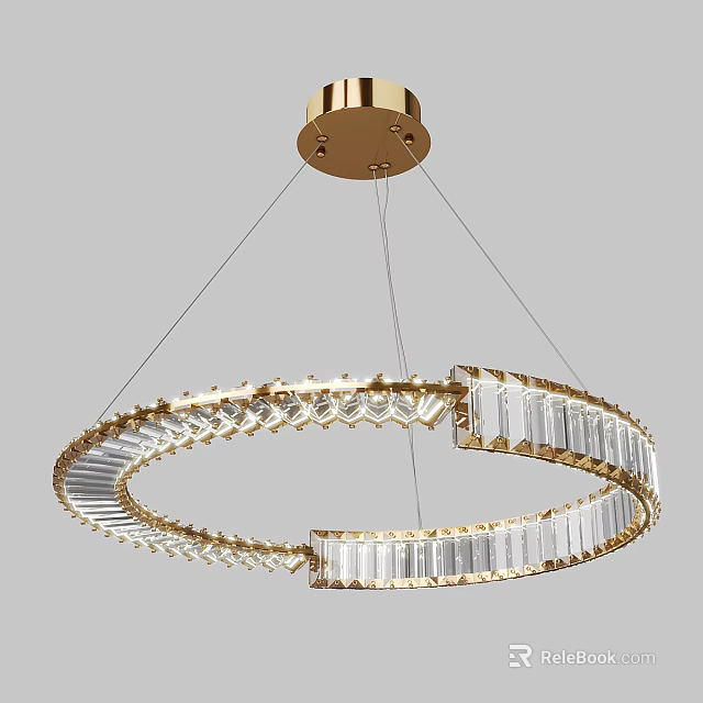 Modern Gold Frame Chandelier With Transparent Crystal Elements And Circular Design 3d model