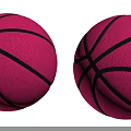 Two Pink Basketballs As Sports Equipment With Black Lines And Textured Surface