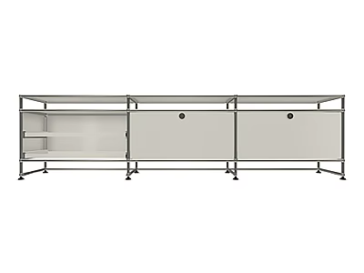 Modern TV Stand With Metal Frame White Cabinet And Open Storage Shelves 3d model