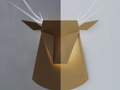 Modern Geometric Deer Head Wall Decor With Illuminated Brown Origami Design And Stylish Look 3d model