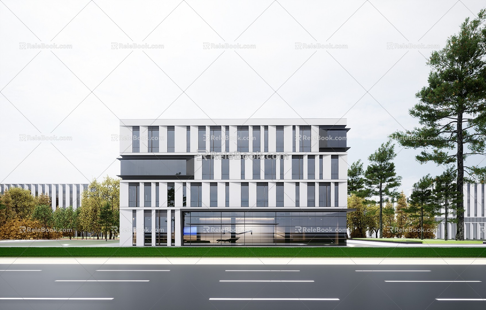 Modern Industrial Factory Building Multi-storey Factory Building Modern Factory Building Square Factory Building Multi-storey Office 3d model