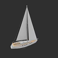 Elegant White Sailboat Featuring Single Mast And White Sails On Dark Backdrop 3d model