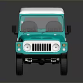 Turquoise Vintage Off Road Vehicle With White Roof And Shiny Wheels