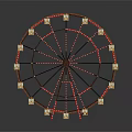 Gorgeous Ferris Wheel Amusement Equipment With Red Gold Frames And Bright Decorative Lights